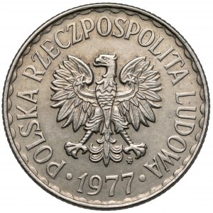 MIEDZIONIKIEL 1 złoty 1977 - na krążku Prusa - b.rzadkie