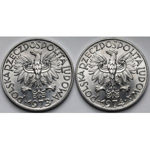 Rybak 5 złotych 1973 i 1974 - zestaw (2szt)
