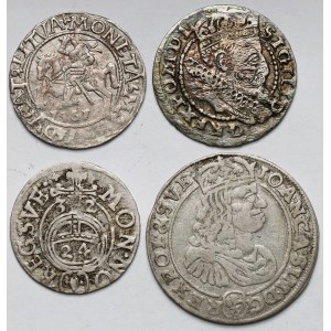 Polska Królewska, Półgrosz, Grosz, Półtorak i Szóstak - zestaw (4szt)