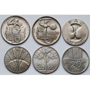 Próby CuNi, 10 - 20 złotych 1965-1973 - zestaw (6szt)