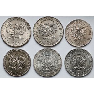 Próby CuNi, 10 - 20 złotych 1965-1973 - zestaw (6szt)