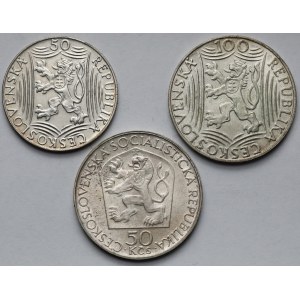 Czechosłowacja, 50 - 100 koron 1947-1970 - zestaw (3szt)