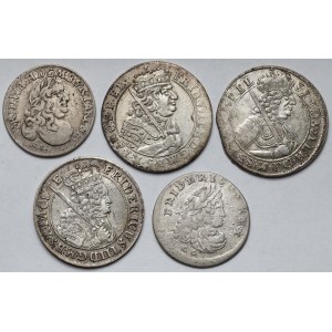 Prusy-Brandenburgia, Orty i Szóstaki 1682-1704 - zestaw (5szt)