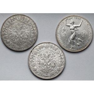 Austria, Franciszek Józef I, 5 koron 1900-1909 - zestaw (3szt)