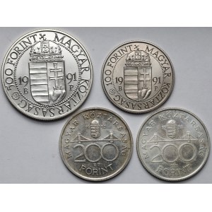 Węgry, 100-500 forintów 1991-1993, w tym Jan Paweł II - zestaw (4szt)