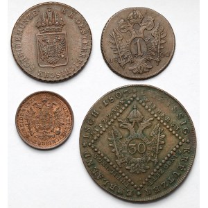 Austria, 1-30 krajcarów 1800-1891 - zestaw (4szt)