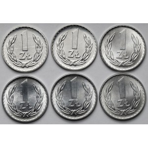 1 złoty 1973-1976 - zestaw (6szt)