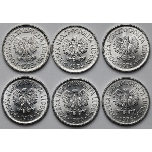 1 złoty 1973-1976 - zestaw (6szt)