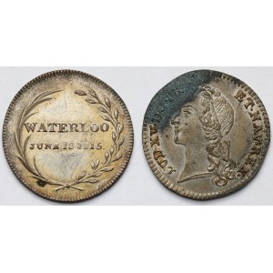 Niderlandy i Francja, Żetony 1743 i 1815 - zestaw (2szt)