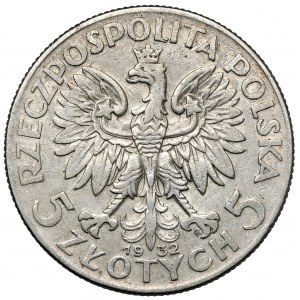 Głowa Kobiety 5 złotych 1932 ze znakiem, Warszawa - rzadkie