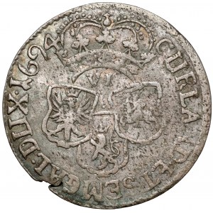 Kurlandia, Fryderyk Kazimierz Kettler, Szóstak Mitawa 1694 - 3 tarcze - bardzo rzadki