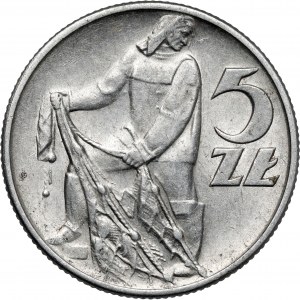 5 złotych 1958 Rybak - wąska ósemka