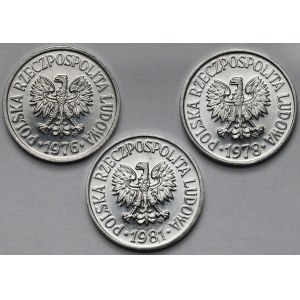 20 groszy 1976-1981 - zestaw (3szt)