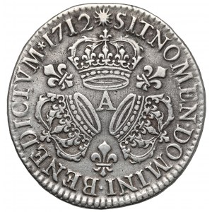 Francja, Ludwik XIV, 1/2 ecu 1712-A, Paryż