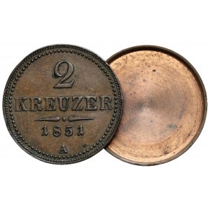 Austria, Franciszek Józef I, Schraubkreuzer 1851 - 2 krajcary śrubowe