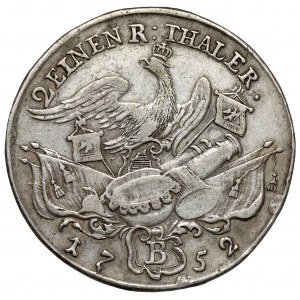 Śląsk, Fryderyk II Wielki, 1/2 talara 1752-B, Wrocław