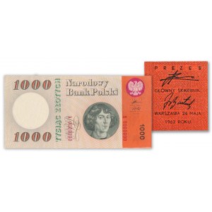 1.000 złotych 1962 - A 0000000 - niewprowadzony do obiegu - RZADKOŚĆ