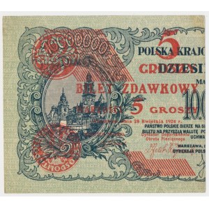 5 groszy 1924 - lewa połowa