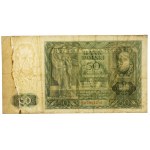 50 złotych 1936 Dąbrowskim - z ubytkiem dosztukowanym z innego banknotu