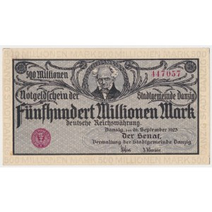 Gdańsk, 500 mln marek 1923 - druk szarofioletowy