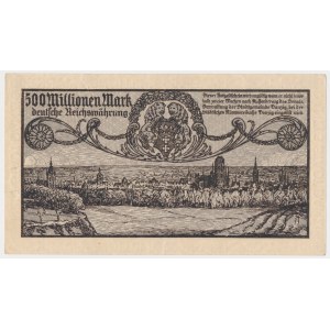 Gdańsk, 500 mln marek 1923 - druk szarofioletowy