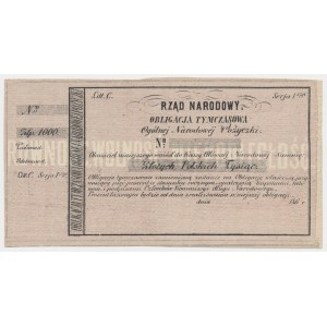 Powstanie Styczniowe, Obligacja tymczasowa 1.000 złotych 1863