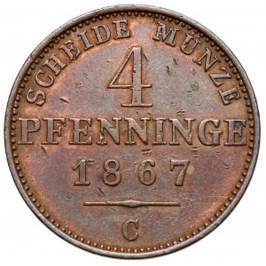 Prusy, Wilhelm I, 4 fenigi 1867-C, Frankfurt - rzadkie
