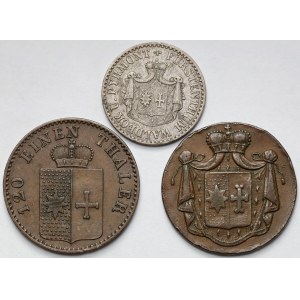 Waldeck-Pyrmont, 3 fenigi i 1 grosz srebrny 1824-1867 - zestaw (3szt)
