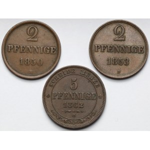 Niemcy, 2-5 fenigów 1850-1862 - zestaw (3szt)