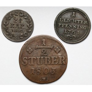 Niemcy i Szwajcaria, Monety brązowe 1761-1846 - zestaw (3szt)