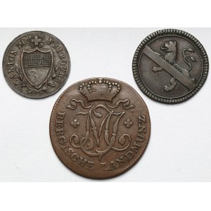 Niemcy i Szwajcaria, Monety brązowe 1761-1846 - zestaw (3szt)