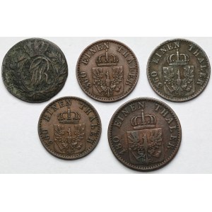 Niemcy i Prusy Południowe, 1/2 - 2 fenigi 1797-1873 - zestaw (5szt)