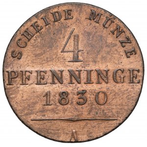 Prusy, Friedrich Wilhelm III, 4 fenigi 1830-A, Berlin