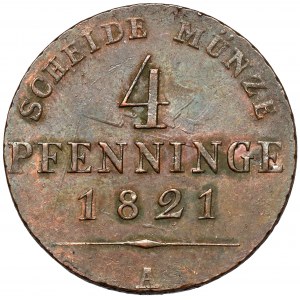 Prusy, Friedrich Wilhelm III, 4 fenigi 1821-A, Berlin