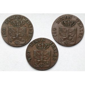 Prusy, Friedrich Wilhelm III, 2 fenigi 1835-1837-A, Berlin - zestaw (3szt)