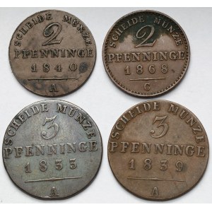 Prusy, 2-3 fenigi 1833-1868 - zestaw (4szt)