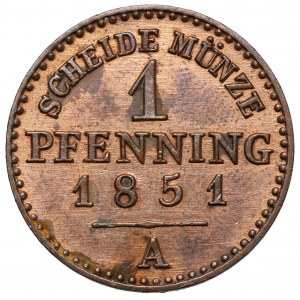 Prusy, Friedrich Wilhelm IV, Fenig 1851-A, Berlin