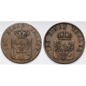 Prusy, Friedrich Wilhelm IV, 3 fenigi 1841-1847-A, Berlin - zestaw (2szt)