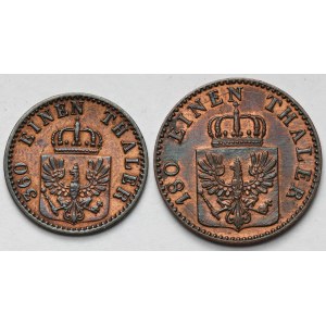 Prusy, Wilhelm I, 1-2 fenigi 1863-1867-A, Berlin - zestaw (2szt)