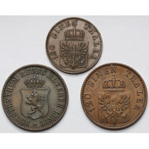 Prusy i Reuss-Greiz, 2-3 fenigi 1864-1871 - zestaw (3szt)