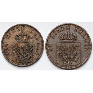 Prusy, Wilhelm I, 3-4 fenigi 1867-1868-A, Berlin - zestaw (2szt)