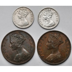 Hong-Kong, Wiktoria, 1-10 centów 1863-1897 - zestaw (4szt)