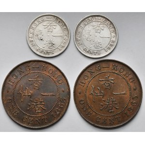 Hong-Kong, Wiktoria, 1-10 centów 1863-1897 - zestaw (4szt)