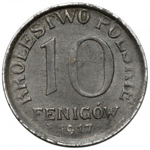 Królestwo Polskie, 10 fenigów 1917-F - NAPIS BLISKO