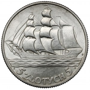 Żaglowiec 5 złotych 1936