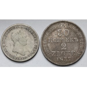 1 złoty 1834 IP i 2 złote 1837, Warszawa - zestaw (2szt)