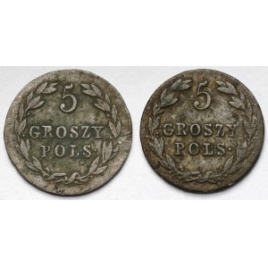 5 groszy polskich 1818 i 1823 IB - zestaw (2szt)