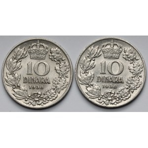 Jugosławia, Petar II, 10 dinara 1938 - zestaw (2szt)