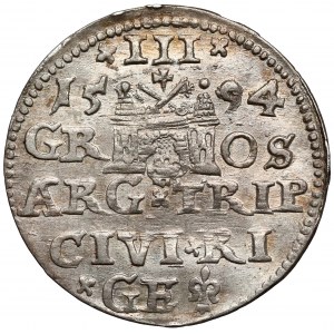 Zygmunt III Waza, Trojak Ryga 1594 - z kwiatem