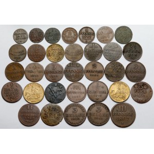 Niemcy, monety brązowe 1737-1926 i żeton - zestaw (33szt)